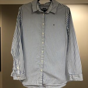 Tommy Hilfiger Button Up Shirt Blue & White Stripes Large
